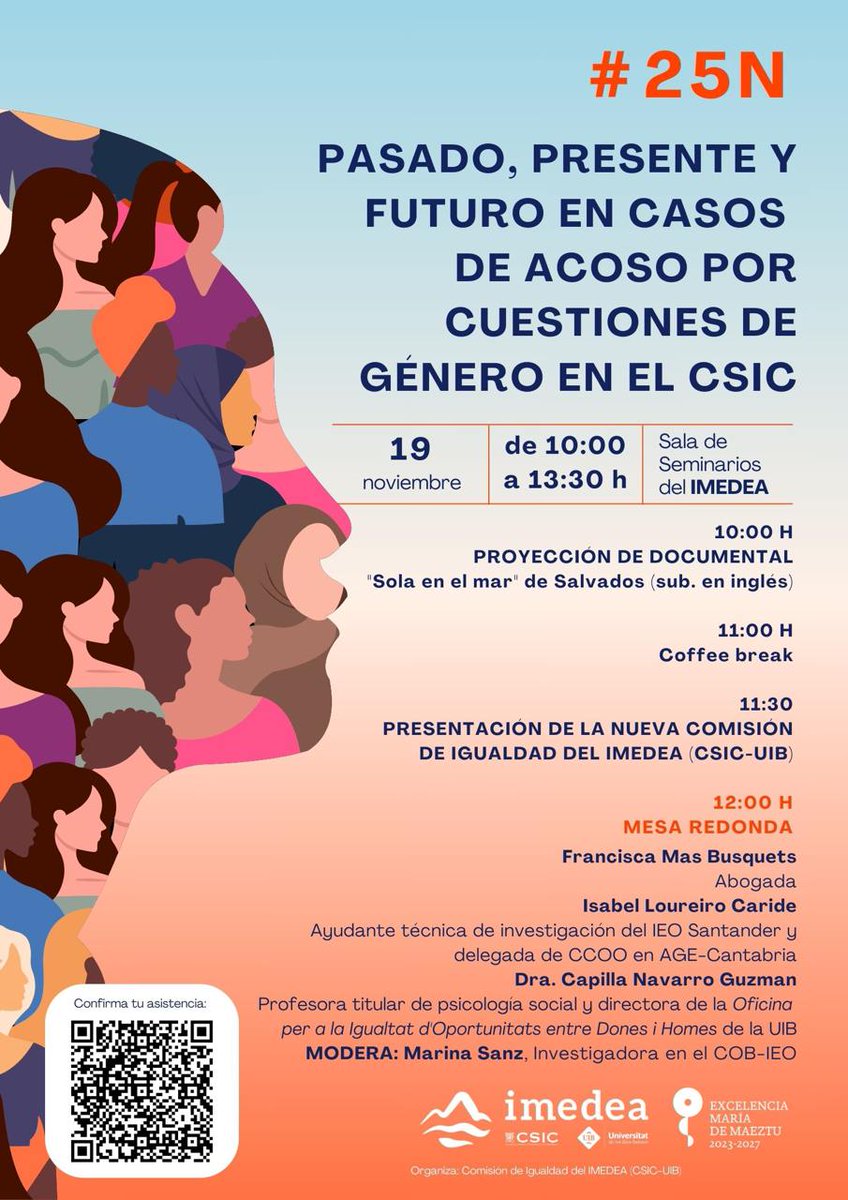 Oficina Igualtat UIB (@oio_igualtatuib) on Twitter photo 📅 Dimarts 19 de novembre, amb motiu del 25N, participam en aquesta jornada de l'<a href="/IMEDEA_UIB_CSIC/">IMEDEA (UIB-CSIC)</a> sobre assetjament sexual i per raó de sexe als entorns acadèmics.
🔗 Confirmació d'assistència 👉docs.google.com/forms/d/e/1FAI… 📅 Dimarts 19 de novembre, amb motiu del 25N, participam en aquesta jornada de l'<a href="/IMEDEA_UIB_CSIC/">IMEDEA (UIB-CSIC)</a> sobre assetjament sexual i per raó de sexe als entorns acadèmics.
🔗 Confirmació d'assistència 👉docs.google.com/forms/d/e/1FAI…