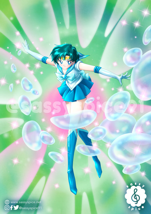 MERCURY SABÃO SPRAY!💦
The palette got me hooked, I love how this one turned out mostly because of that💙all those greens, blues and pink tones together are so pleasing to the eye🤩 #sailormoon #sailormercury #amimizuno