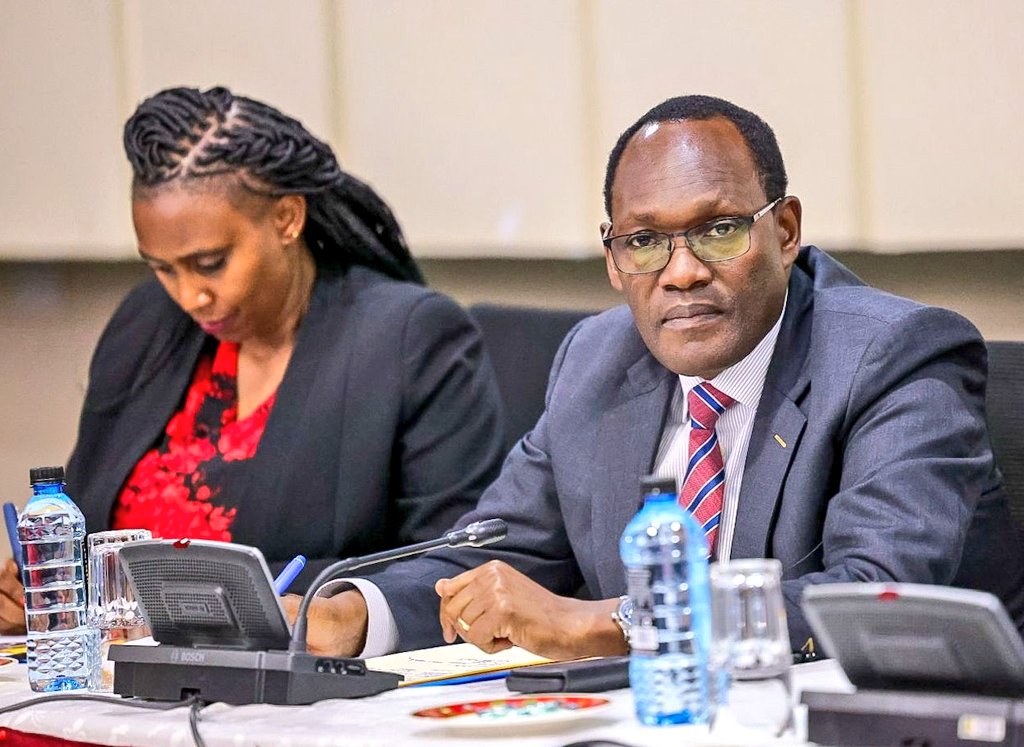 KeTreasury's tweet photo. The PS of the NationalTreasury Dr Chris Kiptoo (@kiptoock),  alongside the PS for Public Health and Professional Standards @psmuthoni , met with the @GlobalFund Fund's Office of the Inspector General (OIG) and the country team to enhance collaboration on financial oversight and ensure effective implementation of @GlobalFund health programs in Kenya. @PublicHealthMoH