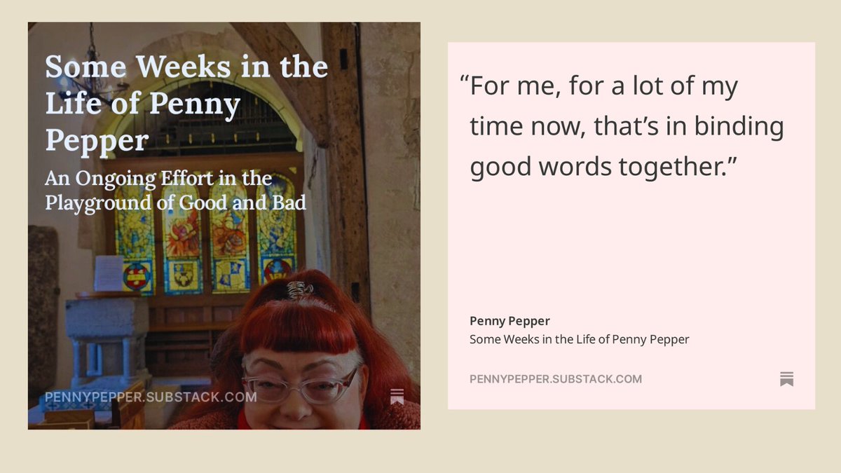 My latest Susbstack has landed!
Some Weeks in the Life of Penny Pepper -
An Ongoing Effort in the Playground of Good and Bad.
My November piece covers my lovely little break and some positive developments in writing. 
#writerslife
shorturl.at/J7Beb