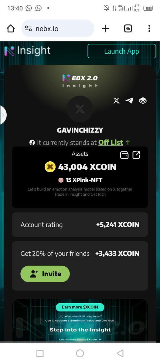 NebX is a revolutionary platform designed to give every X account tangible value.NebX is up to something big. We are building, we are the best.

I just claimed 43,004 XCOIN! Hurry up!

Rate your profile and claim your free $XCOIN #NebX #airdrop now! 👇👇👇
nebx.io/login?v=450755…