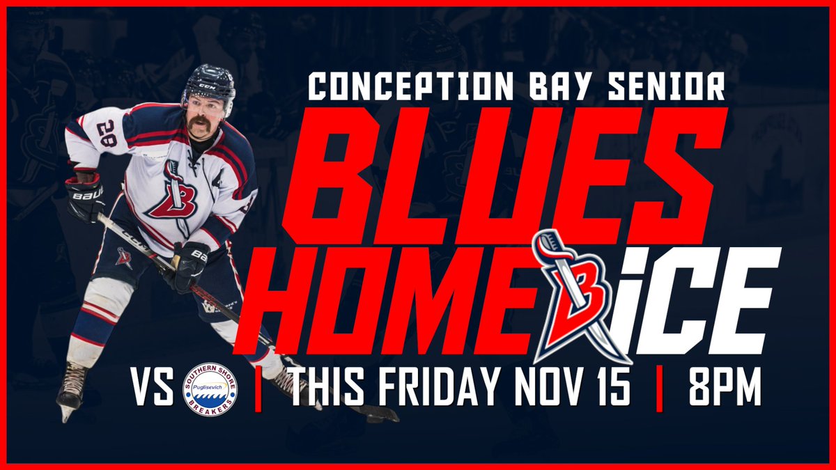 This Friday night! The Blues return home to host the first place Southern Shore Puglisevich Senior Breakers at 8PM!

The Breakers are off to a hot start at 5-0, however  the Blues are just 2 points behind making this Friday's game a big one!!