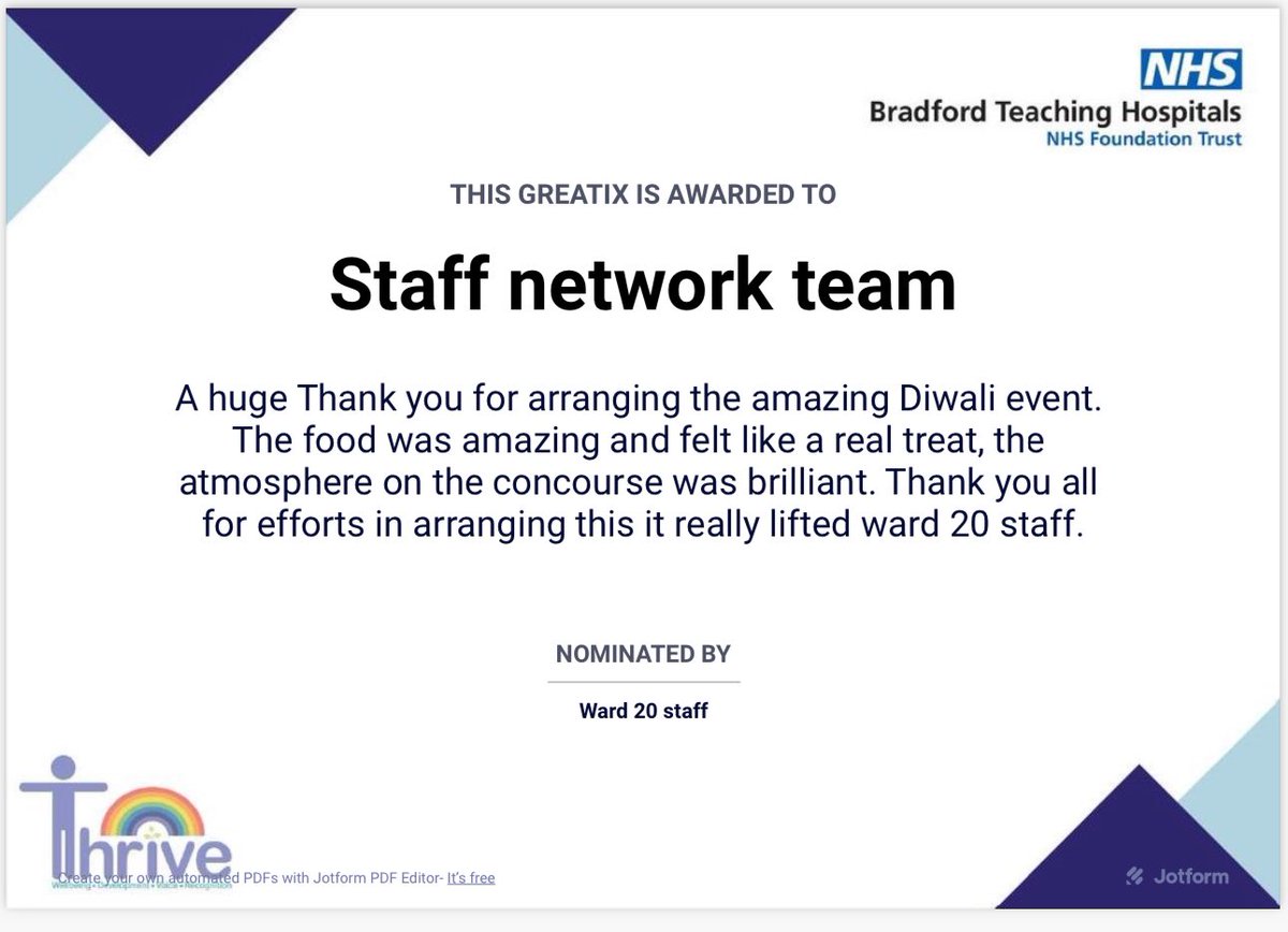Thank you to  Ward 20 staff for the #greatix award🏅This is a beautiful recognition celebrating the work of our Race Equality Staff Network #Resin. I’m so proud of us <a href="/BTHFT3/">Diversity & Inclusion BTHFT</a> <a href="/BTHFT/">Bradford Teaching Hospitals NHS FT</a> <a href="/Sonia_Sarah1/">Sonia Sarah</a> <a href="/HayatKez/">Kez Hayat</a> @Mel_Pickup <a href="/GNGBradford/">GNG Bradford</a> <a href="/karendawber/">Prof Karen Dawber 🌈</a> <a href="/_Sajaz/">Saj</a>