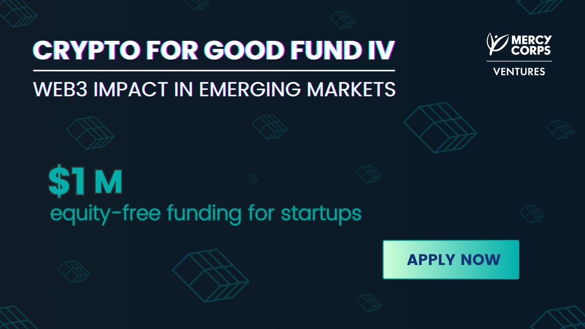📲 Calling all innovators improving livelihoods through blockchain technology!

We’re thrilled to launch the Crypto for Good Fund IV!

With $1 million in equity-free grants for 10 startups advancing financial inclusion and climate resilience.

Learn more: medium.com/mercy-corps-so…
