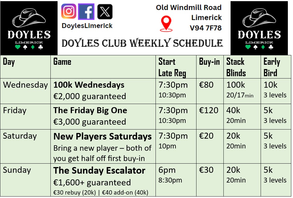 This week's schedule at Doyles...