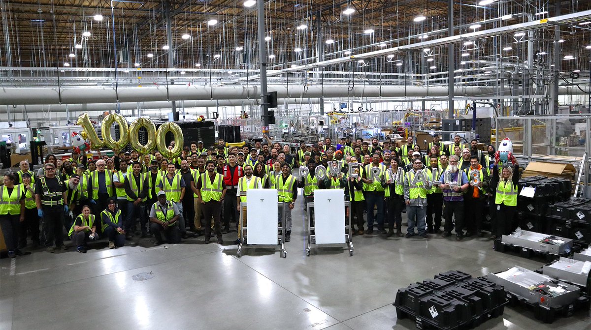 Congrats to the Tesla Nevada team on building 1000 Powerwalls in a single day