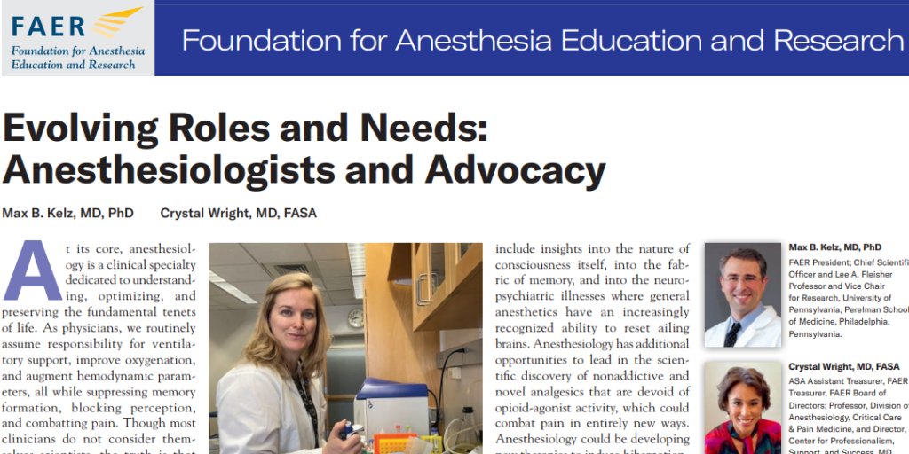 FAER (@faeranesthesia) on Twitter photo pubs.asahq.org/monitor/articl…
In this article in the <a href="/ASAMonitor/">ASA Monitor</a>, FAER President & CSO Dr. Max Kelz & ASA Assistant Treasurer + FAER Treasurer <a href="/CrystalCWMD/">Crystal Wright</a> highlight #research’s importance to #anesthesiology & advocacy's role in supporting this science pubs.asahq.org/monitor/articl…
In this article in the <a href="/ASAMonitor/">ASA Monitor</a>, FAER President & CSO Dr. Max Kelz & ASA Assistant Treasurer + FAER Treasurer <a href="/CrystalCWMD/">Crystal Wright</a> highlight #research’s importance to #anesthesiology & advocacy's role in supporting this science