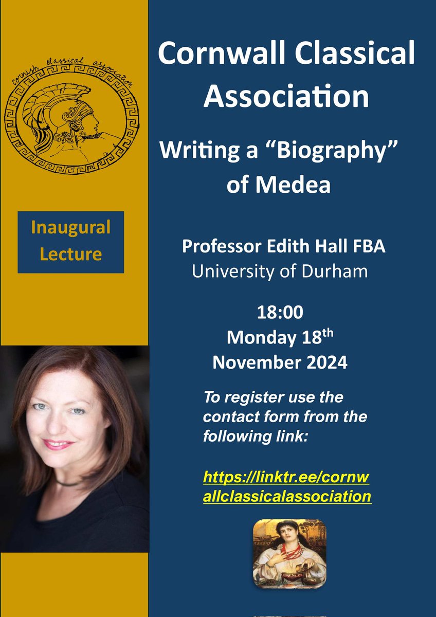 Falconer82's tweet image. Getting super close now! Less than a week to go before our first online lecture from Professor Edith Hall...make sure you sign up!!