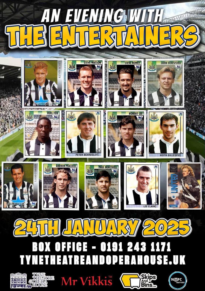 NUFC Matters (@nufctoontalk) on Twitter photo Perfect #Christmas2024 Present
Meet #NUFC #Legends The Entertainers including Beardsley/<a href="/7RobLee/">Rob Lee</a> /<a href="/KeithGillespie7/">Keith Gillespie</a>/<a href="/stevehowey624/">Steve Howey</a> /Beresford/Fox/Peacock/O'Brien/Kilcline/Watson/Sellars/Bracewell tickets from:
tynetheatreandoperahouse.uk/whatson/newcas… Perfect #Christmas2024 Present
Meet #NUFC #Legends The Entertainers including Beardsley/<a href="/7RobLee/">Rob Lee</a> /<a href="/KeithGillespie7/">Keith Gillespie</a>/<a href="/stevehowey624/">Steve Howey</a> /Beresford/Fox/Peacock/O'Brien/Kilcline/Watson/Sellars/Bracewell tickets from:
tynetheatreandoperahouse.uk/whatson/newcas…
