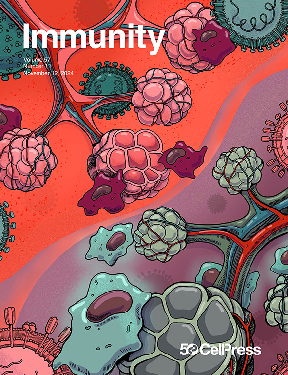 New issue online! Cover depicts work from Charles Rice, Alexander Lercher &amp; co. showing that antiviral innate immune memory in alveolar macrophages after SARS-CoV-2 infection ameliorates disease caused by a secondary unrelated pathogen. Image credit: Jessica Johnson