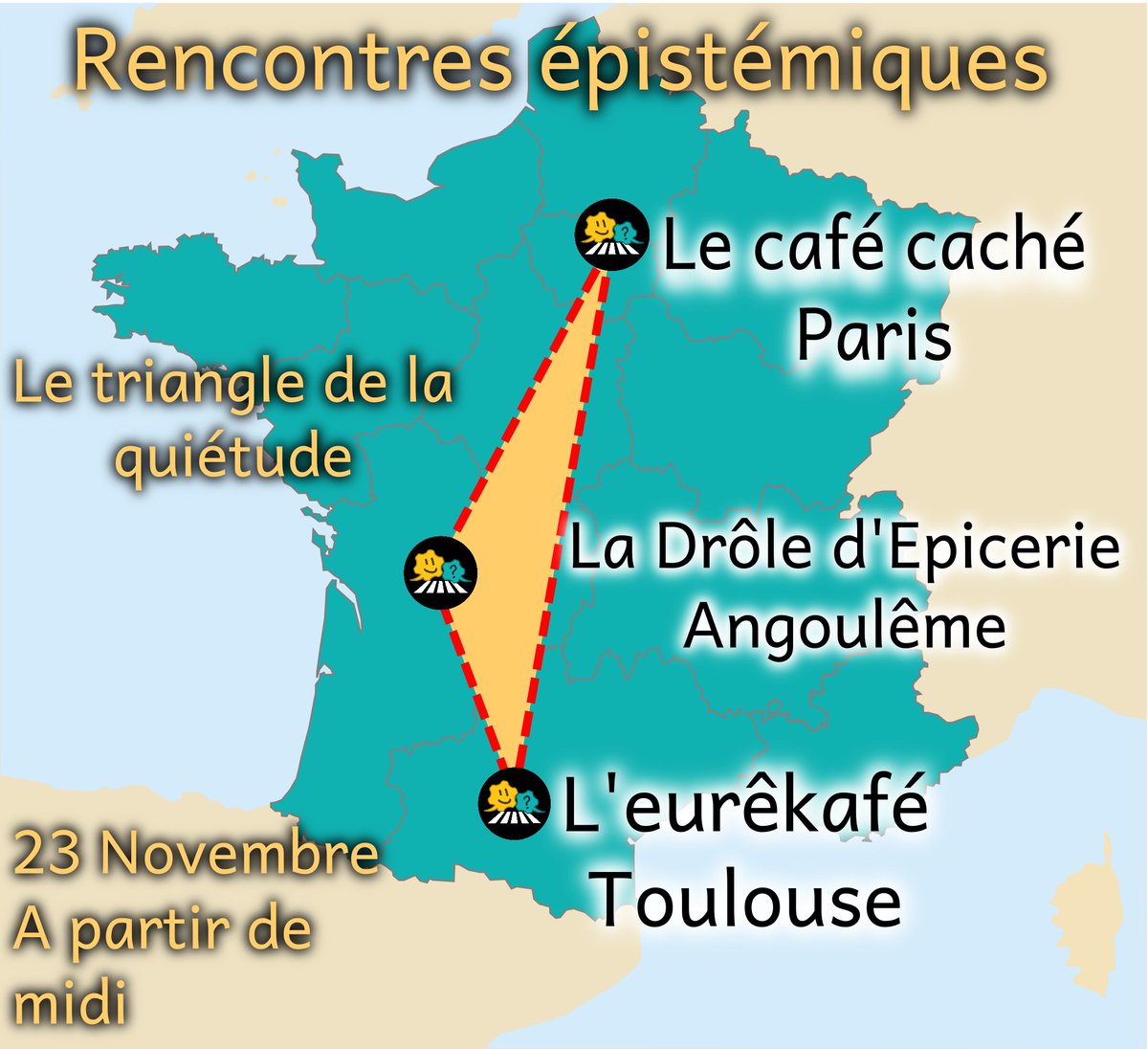 ATTENTION ATTENTION! Gros événement en approche!
Le triangle de la quiétude, rencontres épistémiques en France métropolitaine, pour des discussions non-obtuses!
📷📷📷
