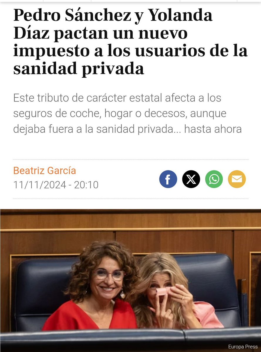 FerFalabella's tweet photo. Ahora si tienes seguro médico privado  te consideran de clase alta. 

"Se elimina la exención a las primas de seguros privados sanitarios ya que tiene un claro sesgo regresivo beneficiando fundamentalmente a las personas y familias de renta alta.
"
https://t.co/NFmWbrez8l https://t.co/U9nSHvRqvK
