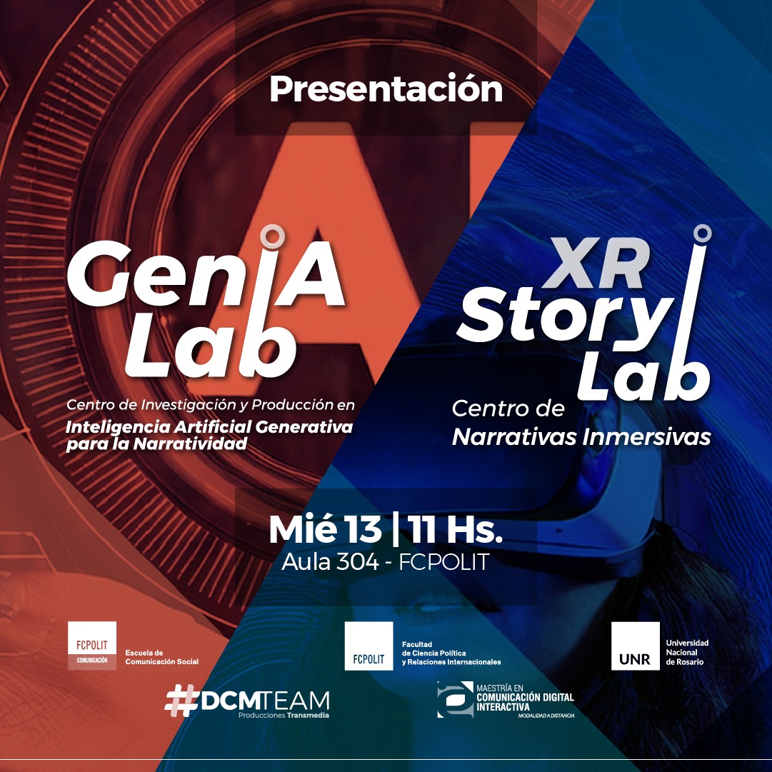 Gisela Moreno (@gslmoreno) on Twitter photo Mañana 13/11 se presentan en la <a href="/FCPolitUNR/">FCPolit UNR</a> dos nuevos espacios de investigación y producción de narrativas, XR Story Lab y Genia Lab <a href="/ComuUnr/">Comu.unr</a> <a href="/cdiunr/">Maestría en Comunicación Digital Interactiva</a> <a href="/dcmteam/">#DCMteam</a> <a href="/UNRoficial/">UNR</a> Mañana 13/11 se presentan en la <a href="/FCPolitUNR/">FCPolit UNR</a> dos nuevos espacios de investigación y producción de narrativas, XR Story Lab y Genia Lab <a href="/ComuUnr/">Comu.unr</a> <a href="/cdiunr/">Maestría en Comunicación Digital Interactiva</a> <a href="/dcmteam/">#DCMteam</a> <a href="/UNRoficial/">UNR</a>