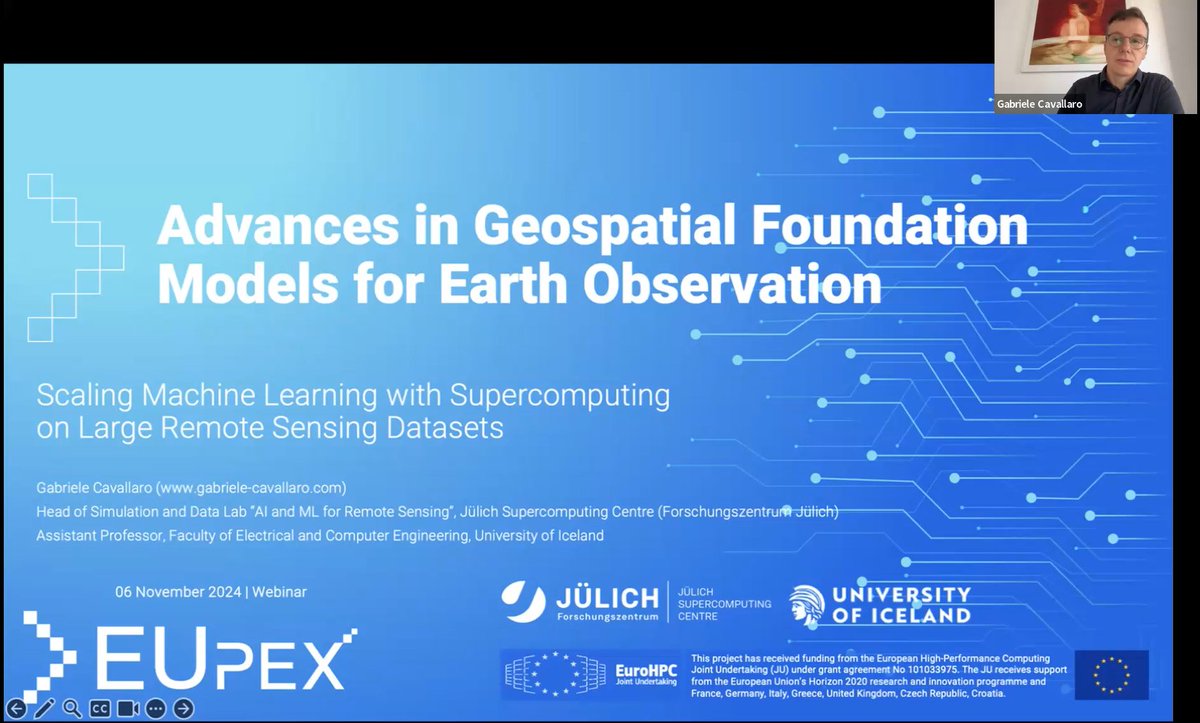 EUPEX Pilot (@eupex_pilot) on Twitter photo Missed our webinar dedicated to Advances in Geospatial Foundation Models for Earth Observation? ▶️Watch the replay and its great introduction to the development of #AI and how it can advance 🌍Earth observation
Thanks to <a href="/fzj_jsc/">FZ Jülich-JSC</a>
youtu.be/a7bLgRXDD0Q Missed our webinar dedicated to Advances in Geospatial Foundation Models for Earth Observation? ▶️Watch the replay and its great introduction to the development of #AI and how it can advance 🌍Earth observation
Thanks to <a href="/fzj_jsc/">FZ Jülich-JSC</a>
youtu.be/a7bLgRXDD0Q