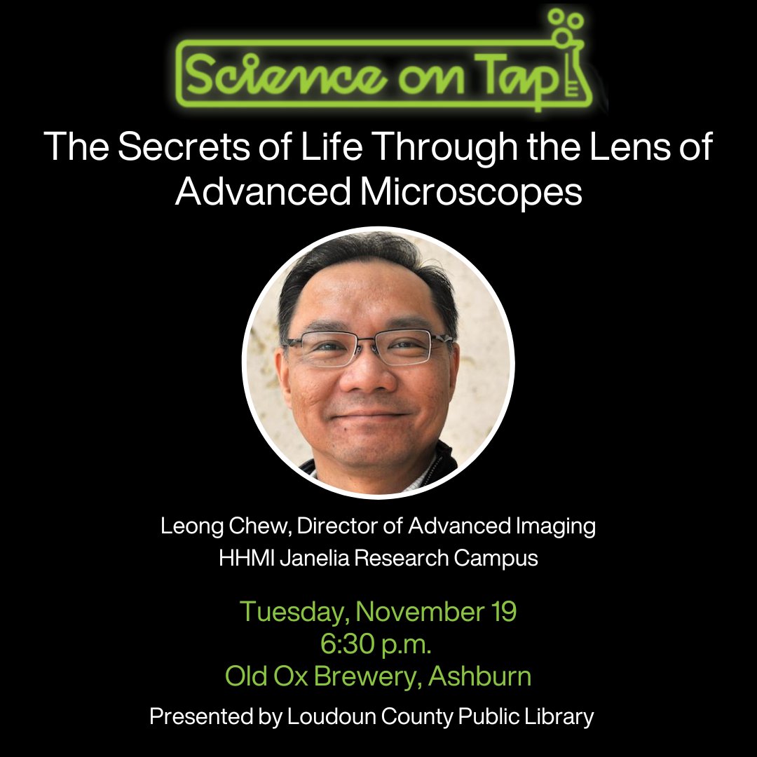HHMI | Janelia (@hhmijanelia) on Twitter photo ✨ Join Janelia’s Director of Advanced Imaging Leong Chew (@ScopeShifu) at #ScienceOnTap on Nov. 19 <a href="/OldOxBrewery/">Old Ox Brewery</a>, hosted by <a href="/LoudounLibrary/">Loudoun Library</a>.
🔬 Learn how scientists explore the hidden wonders of cellular structures using cutting-edge microscopy techniques. ✨ Join Janelia’s Director of Advanced Imaging Leong Chew (@ScopeShifu) at #ScienceOnTap on Nov. 19 <a href="/OldOxBrewery/">Old Ox Brewery</a>, hosted by <a href="/LoudounLibrary/">Loudoun Library</a>.
🔬 Learn how scientists explore the hidden wonders of cellular structures using cutting-edge microscopy techniques.