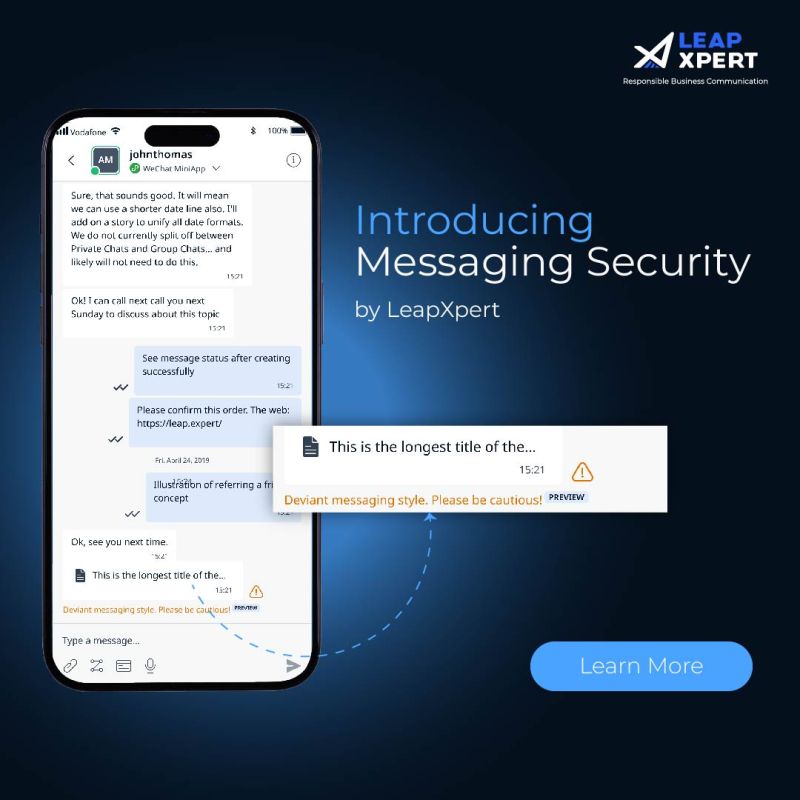 𝗦𝗲𝗰𝘂𝗿𝗲 𝗕𝘂𝘀𝗶𝗻𝗲𝘀𝘀 𝗖𝗼𝗺𝗺𝘀 𝗥𝗲𝗱𝗲𝗳𝗶𝗻𝗲𝗱🚀

Our latest industry-first: 𝗠𝗲𝘀𝘀𝗮𝗴𝗶𝗻𝗴 𝗦𝗲𝗰𝘂𝗿𝗶𝘁𝘆 𝗣𝗮𝗰𝗸𝗮𝗴𝗲. 
Messaging Impersonation Detection™ alerts to potential ID theft and shields messaging from threats like malware

t.ly/m3xbW