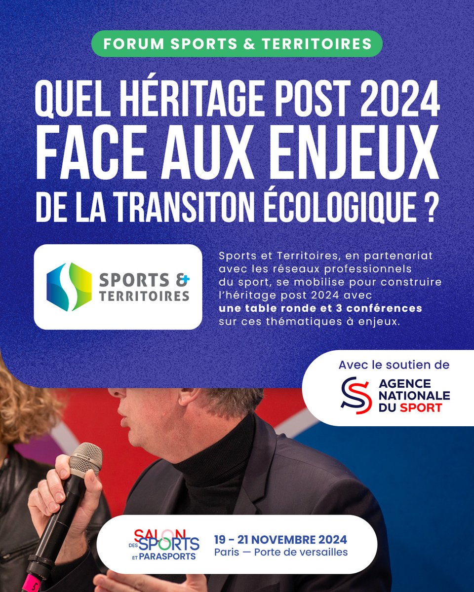 "Garder la flamme en héritage" : une préoccupation qui sera l'objet du Forum Sports &amp; Territoires cette année sur le salon 🏓

En partenariat avec les réseaux de professionnels du sports, et avec le soutien de l'Agence nationale du sport, ce forum accueillera pendant le salon une