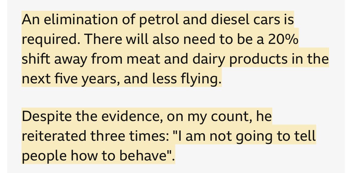 Keir Starmer has announced a target to cut UK emissions by 81% by 2035 whilst attending the #COP29 in Baku. 

This includes…

“A 20% shift away from meat and dairy products in the next five years, and less flying.”