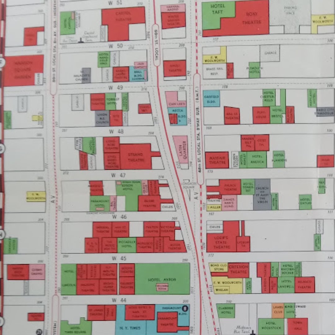 mapmapnmap's tweet image. 🎭 Dive into the golden age of New York’s theatres with this vintage map showcasing the iconic Broadway and Theatre District! A colorful guide to the era’s theatres, hotels, and shops, perfect for lovers of NYC’s stage and history. 🌆✨

#VintageMaps