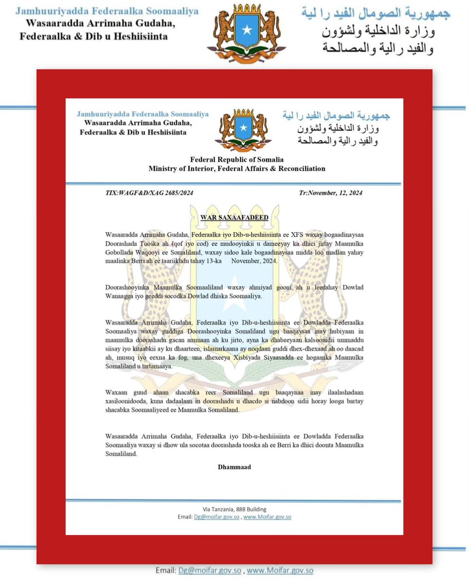AliSamattar's tweet photo. #Dawlada Soomaaliya @TheVillaSomalia oo Gobolka Waqooyi Galbeed Soomaaliya Beri ka qabanaysa Doorasho Goboleed.
Wasaaradda Arimaha Gudaha Qaranka Shaqaa Socota. https://t.co/gQBNyLDhx2