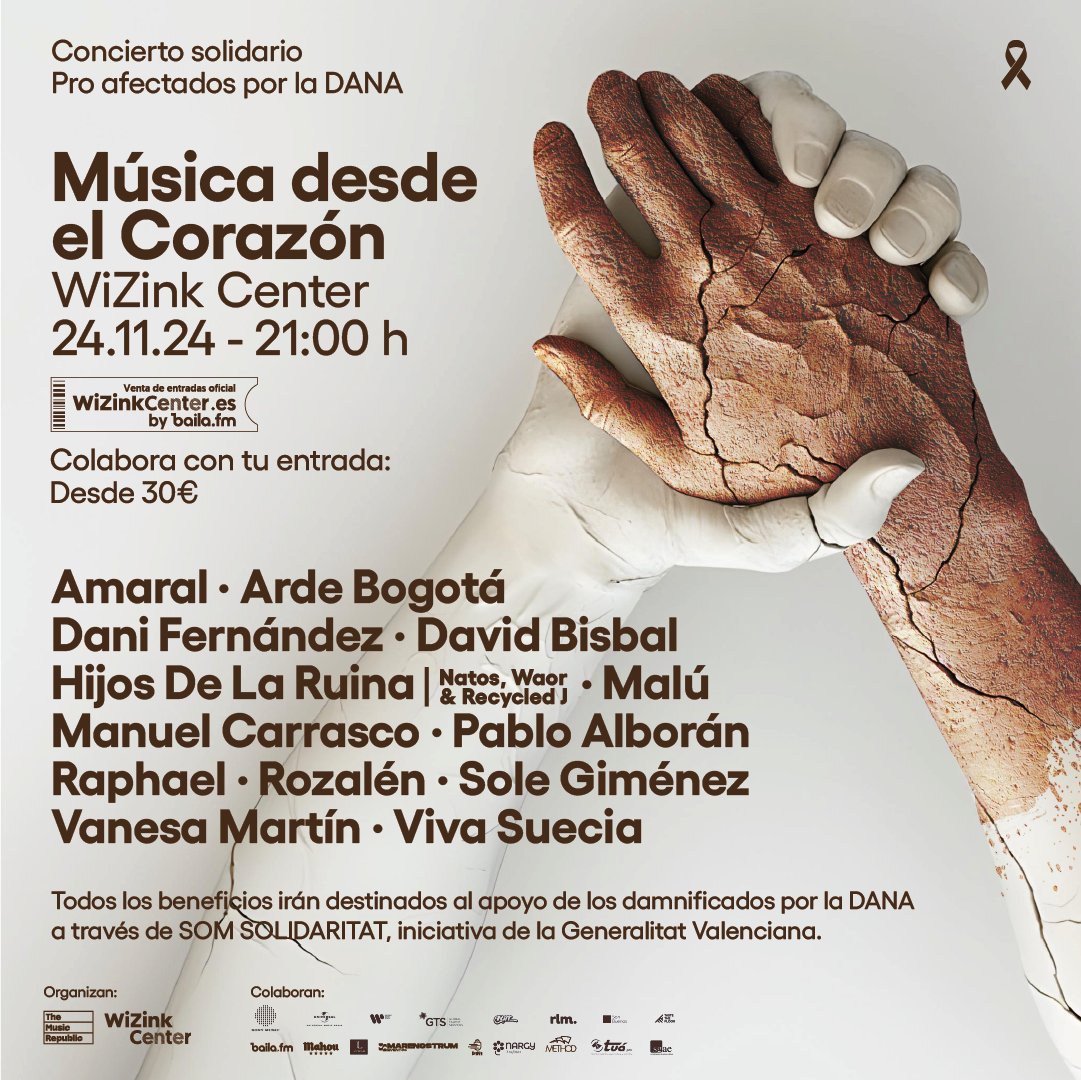 MovistarArenaEs's tweet photo. 🔴 ¡NUEVAS ENTRADAS A LA VENTA! Por ajustes de producción hay nuevas entradas disponibles para el concierto solidario por la DANA en el #WiZinkCenter: #MúsicaDesdeElCorazón

🎟️ Colabora con tu entrada aquí: https://t.co/9NhgKfUU2p https://t.co/3jhFdxJ2sa
