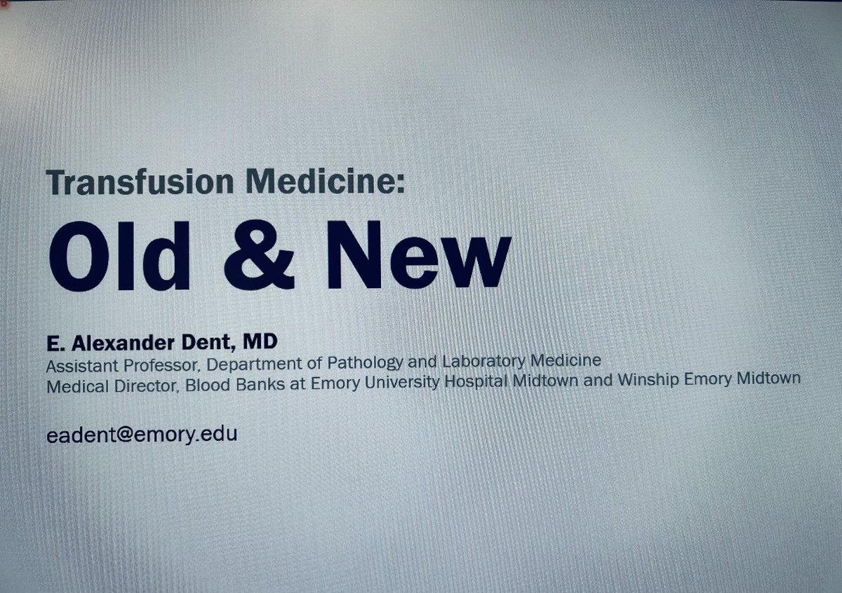 Carlos del Rio (@carlosdelrio7) on Twitter photo Excited to have Alex Dent <a href="/EmoryPathology/">Emory University Department of Pathology</a> deliver <a href="/EmoryDeptofMed/">Emory Department of Medicine</a> Grand Rounds today to give an update on Transfusion Medicine. Excited to have Alex Dent <a href="/EmoryPathology/">Emory University Department of Pathology</a> deliver <a href="/EmoryDeptofMed/">Emory Department of Medicine</a> Grand Rounds today to give an update on Transfusion Medicine.