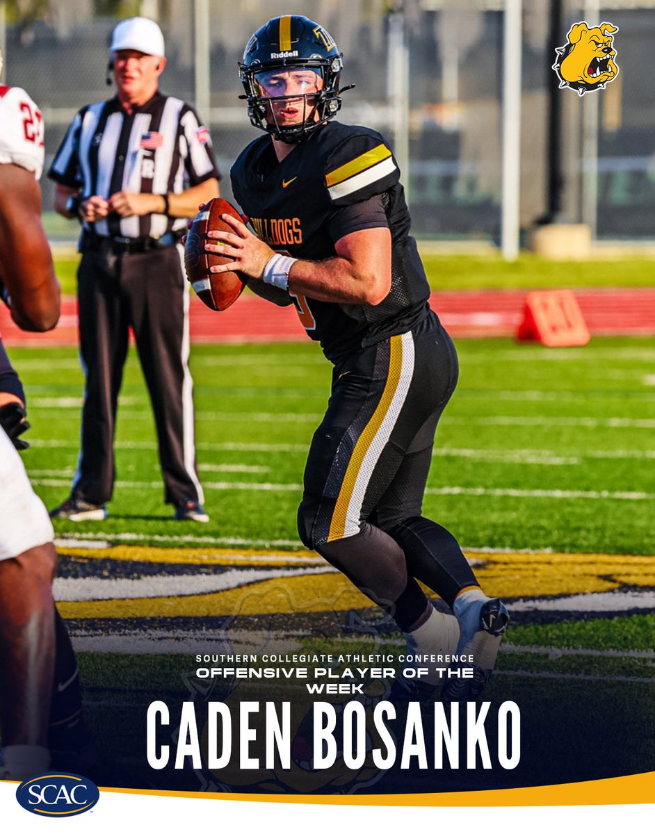 SCAC (@scac_sports) on Twitter photo #SCACFb | Caden Bosanko of <a href="/tluathletics/">TLU Bulldogs</a> earns second consecutive Offensive Player of the Week honor!๐
๐ฐ| shorturl.at/qamLN
#SCACPride | #d3fb | #WhyD3 | #SCAC #SCACFb | Caden Bosanko of <a href="/tluathletics/">TLU Bulldogs</a> earns second consecutive Offensive Player of the Week honor!๐
๐ฐ| shorturl.at/qamLN
#SCACPride | #d3fb | #WhyD3 | #SCAC