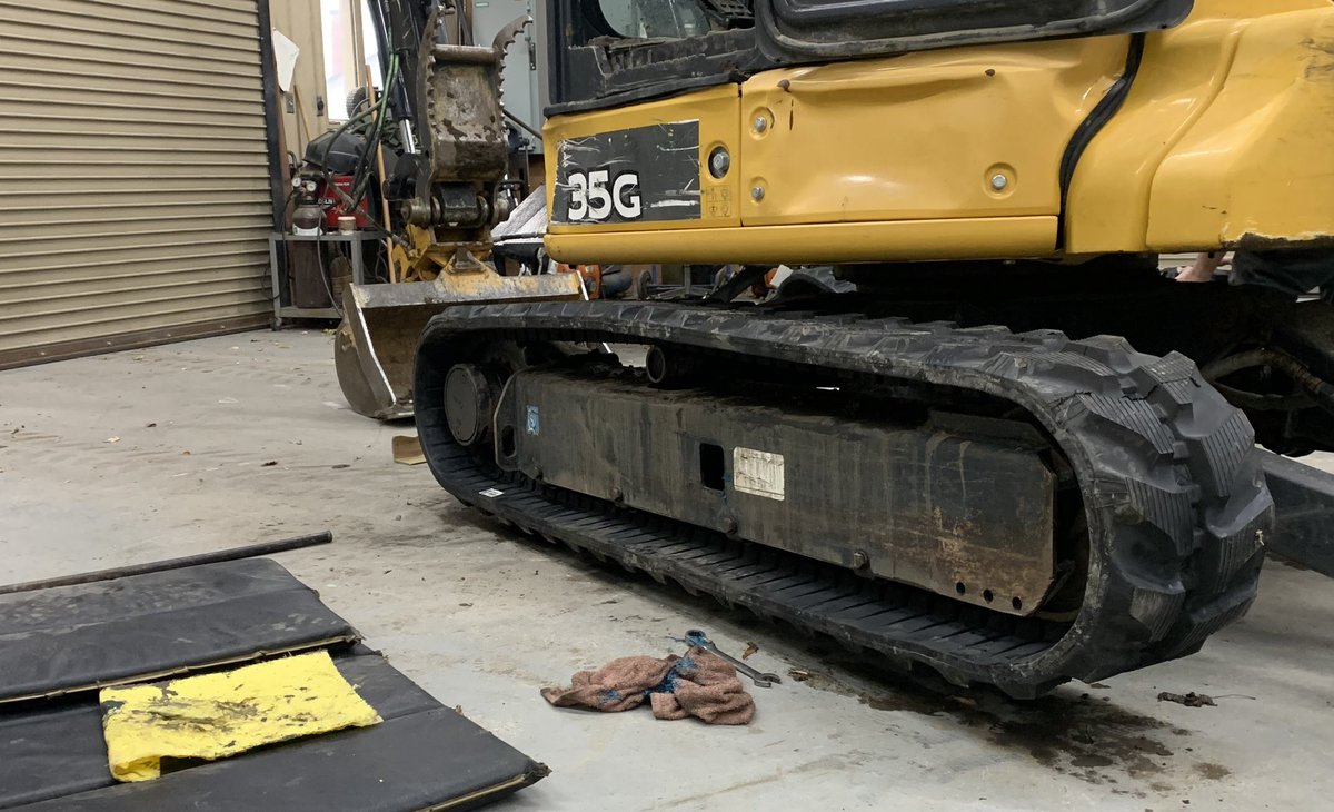 35G needs some new shoes 
 Definitely a job ya don’t wanna do on your own 🥵 they are pretty heavy!
Do the research on installation, found having an operator turn the drive sprocket with a pry bar in the right place made this go pretty smoothly 💪🏼🎉

Be good to one another🍻