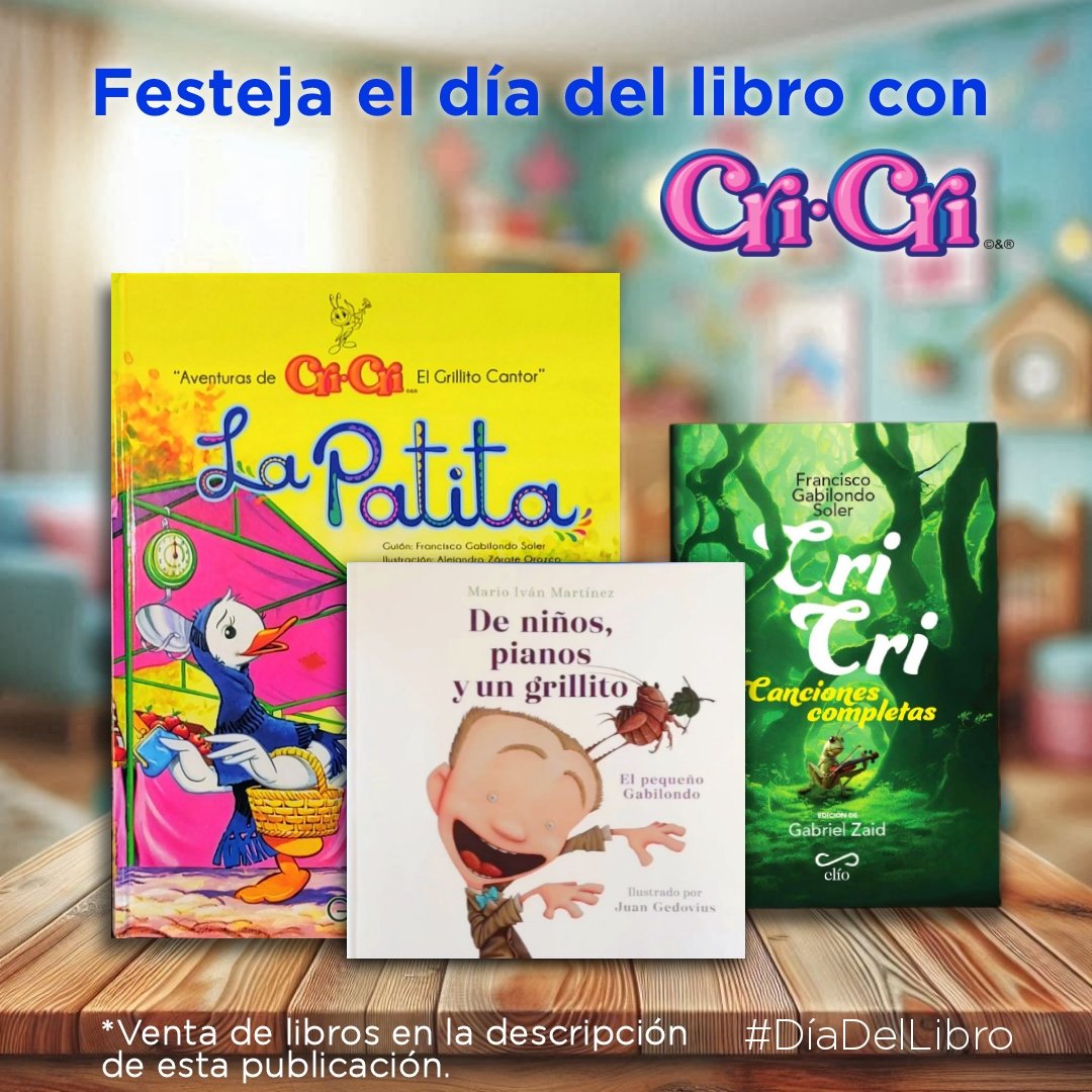🎉Festeja con nosotros el día del libro con Cri-Cri 📚
¿Cuál leíste?
facebook.com/share/p/dfsyCu…
🙋🏼‍♂️🦗🎵🎉📚
#diadellibro
#CriCri90 #FranciscoGabilondoSoler #Libro #Lector #lectura #penguin
#editorialclío #amazone #mercadolibre #book #read