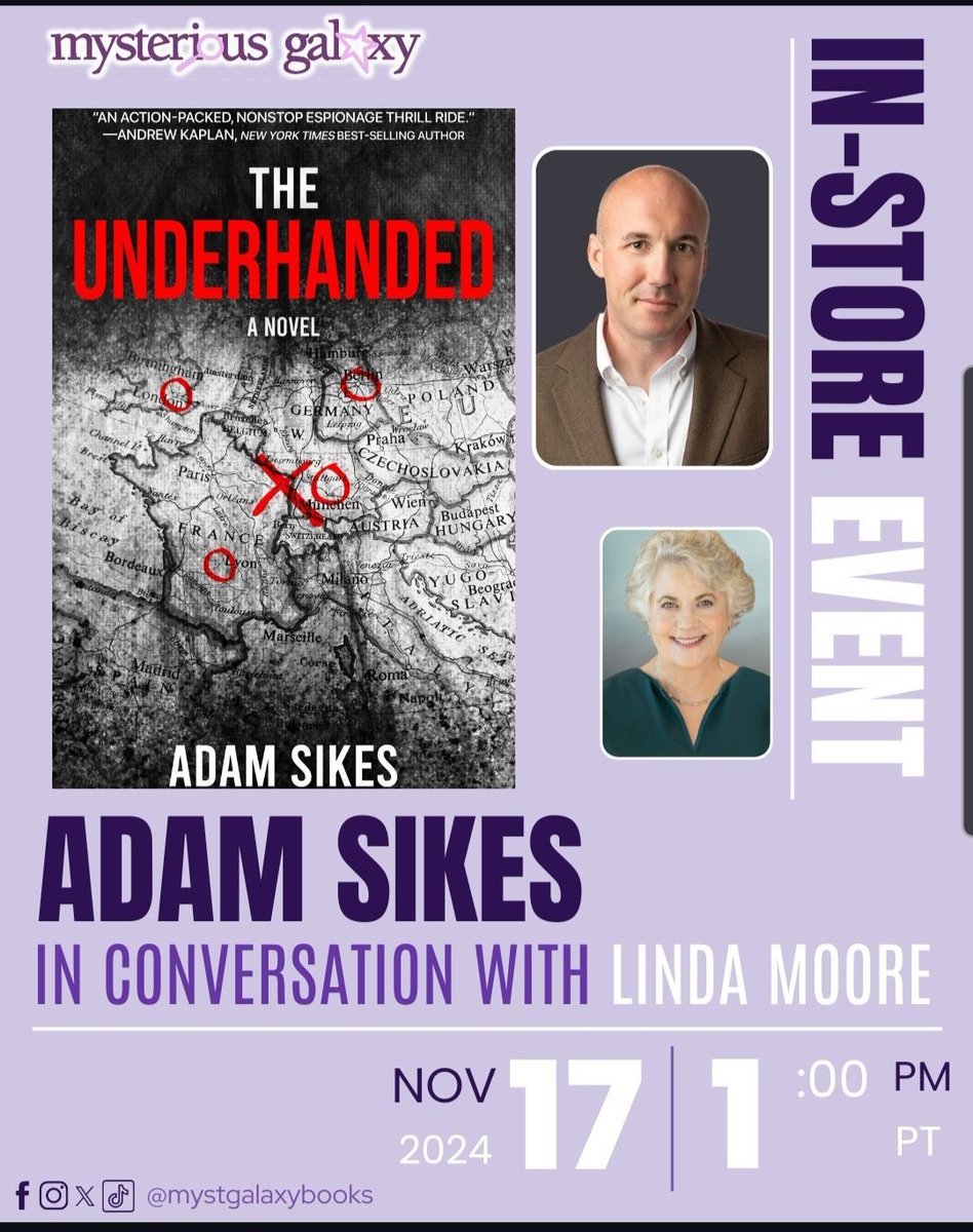 Are you in San Diego or nearby? Come out to Mysterious Galaxy on Sunday, 17 November -- it's going to be a great conversation. Hope to see you there!