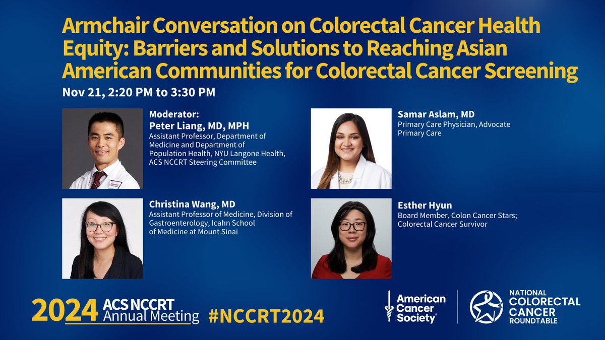 NCCRTnews's tweet photo. As we work towards our shared goal of #80inEveryCommunity, addressing disparities in #ColorectalCancer incidence and mortality is crucial. At #NCCRT2024, we'll hear from national thought leaders about barriers and solutions for reaching Asian American and #NHPI communities. https://t.co/ndJjPqfnfc