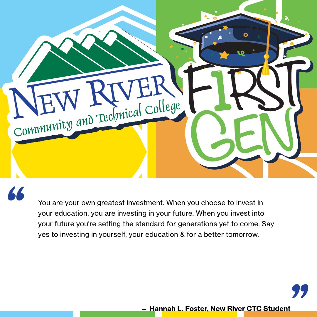 newriverctc's tweet image. Celebrating our #FirstGen students who are paving their own paths and creating brighter futures! 🌟👏 We are so glad to be a part of your journey!  #iamFirstGen