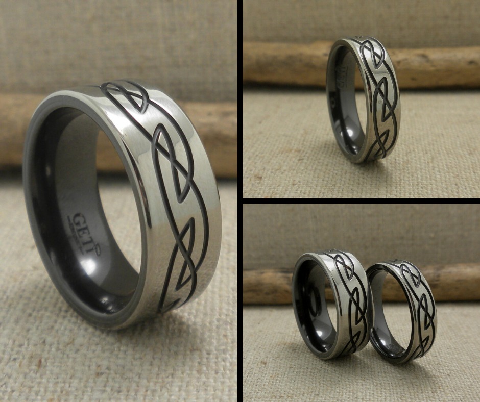 UniqueTitanium's tweet image. Image Archive: Celtic Knot Zirconium Wedding Ring:  uniquetitaniumweddingrings.com/geti-black-zir…