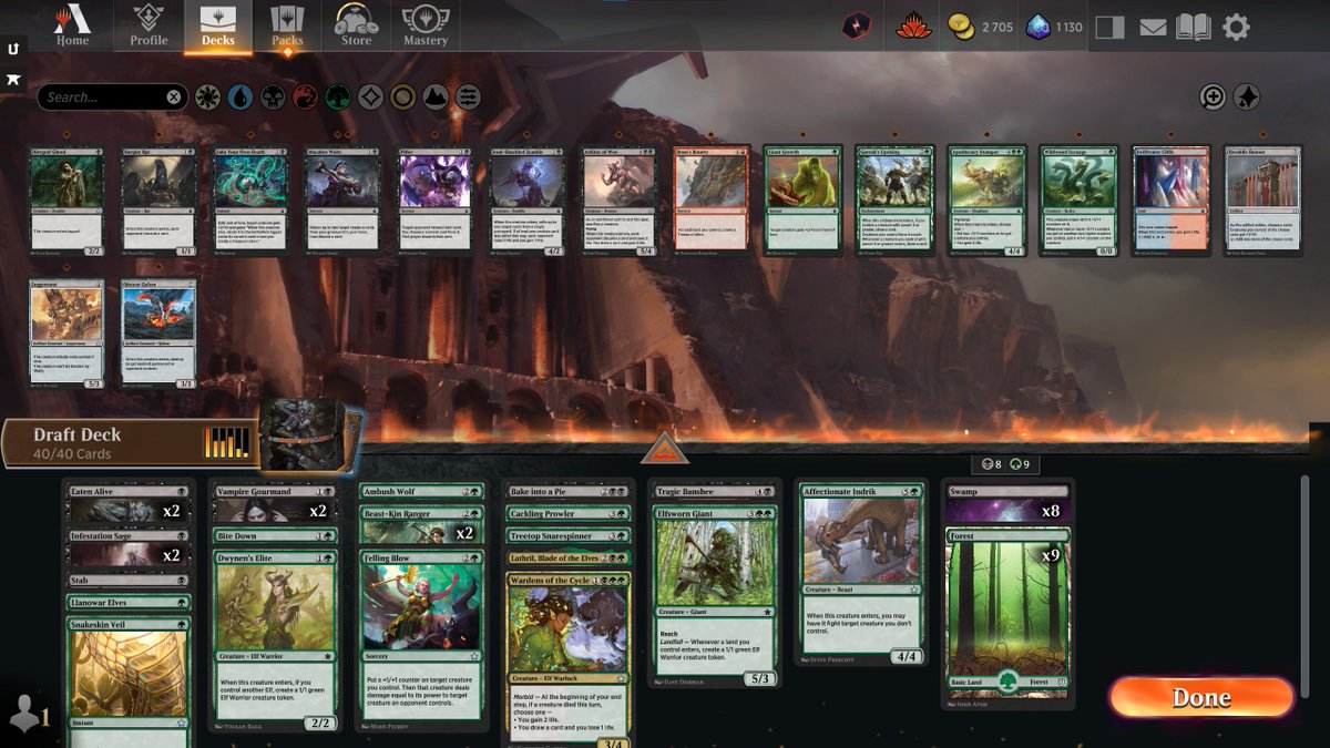 ScouterTF2's tweet photo. First trophy with best elves deck you'll see that in reality is just Gourmand morbid deck
If Gourmand isn't in top 10 cards of FDN on 17lands in a month I'll eat all the copies I own https://t.co/eeRLh9fjXU
