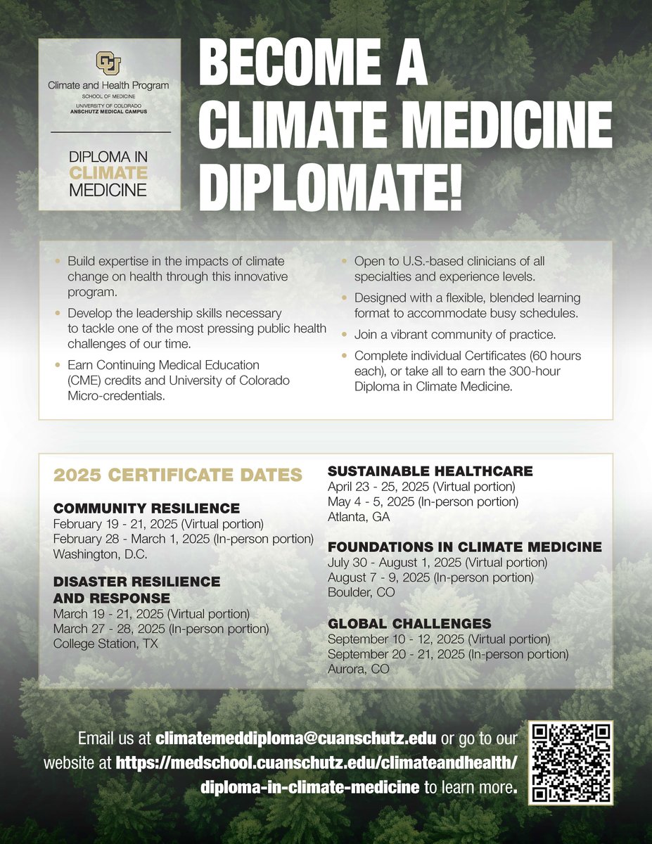 OurAbilities's tweet photo. Become a climate medicine diplomate today! #substainability #colorado https://t.co/P8hNiwqwFM