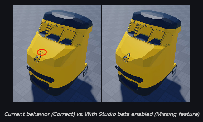 Bloxy_News's tweet photo. New improvements are now available for Solid Modeling (CSG) in Studio. These improvements include better performance, robustness upgrades, and more optimized meshes.

Learn more: https://t.co/AzVjHmLScg
#Roblox #RobloxDev