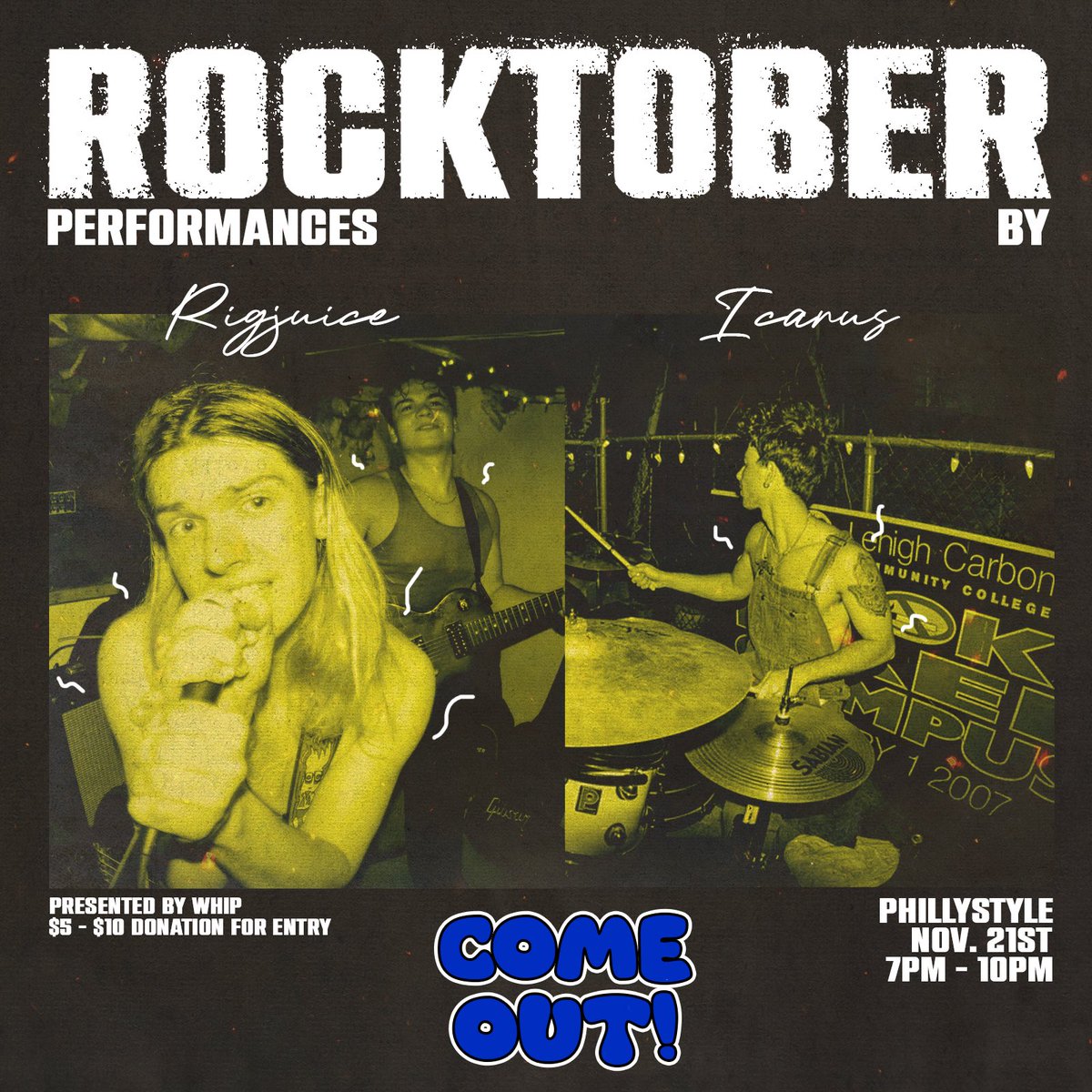 Mark your calendars for Rocktober 🎉🪩 Thursday, November 21 we will be hosting our annual Rocktober concert at Philly Style from 7-10 p.m. 📍 $5-10 at the door! Come out, grab a slice, and rock out with us 🎶🎸
