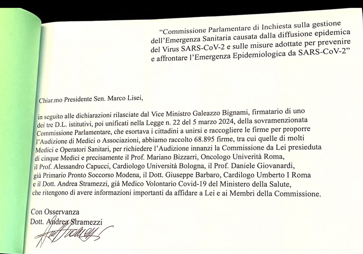 AStramezzi's tweet photo. Il Presidente della Commissione Parlamentare d’Inchiesta ha ricevuto a Palazzo San Macuto, il plico di 800 pagine, con 68.895 firme (con paginate di firme di Medici, vedi terza immagine) per richiedere l’audizione
del Prof. Mariano Bizzarri,
del Prof. Alessandro Capucci,
del Prof. Daniele Giovanardi,
del Dr Giuseppe Barbaro
e mia.

Saremo chiamati?

@Marcolisei 
@galeazzobignami 
@marcellogemmato 
@claudioborghi 
@AlbertoBagnai
@EGardini
@RobertaFerrero4