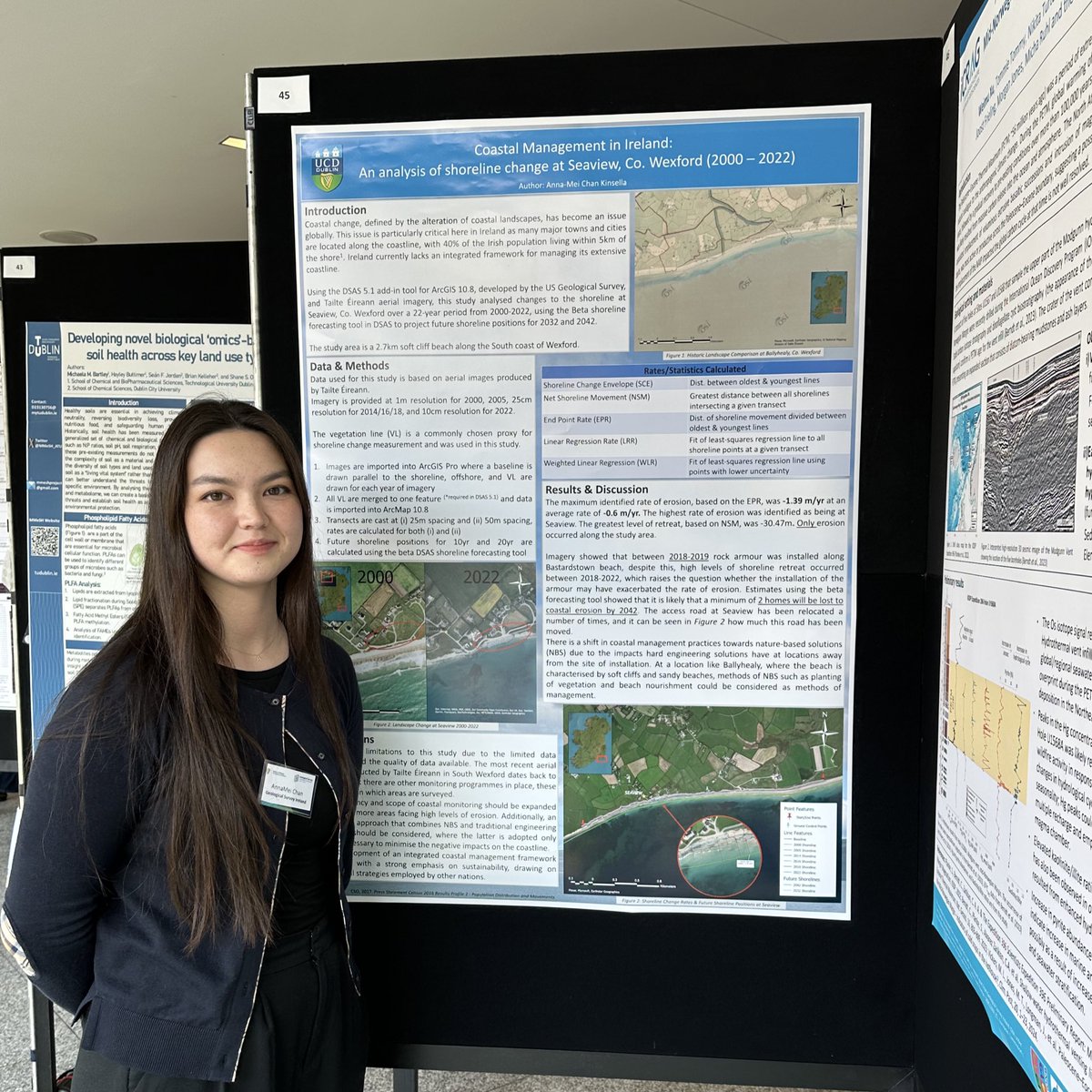 AnnameiC's tweet photo. Excited to have presented a poster for the first time at #Geoscience2024

I presented the findings of my MSc research project on shoreline change and coastal management 🌊

Major kudos to the team behind the event, well done on organising such a vibrant event!
@GeolSurvIE https://t.co/FnzAxVmWO6