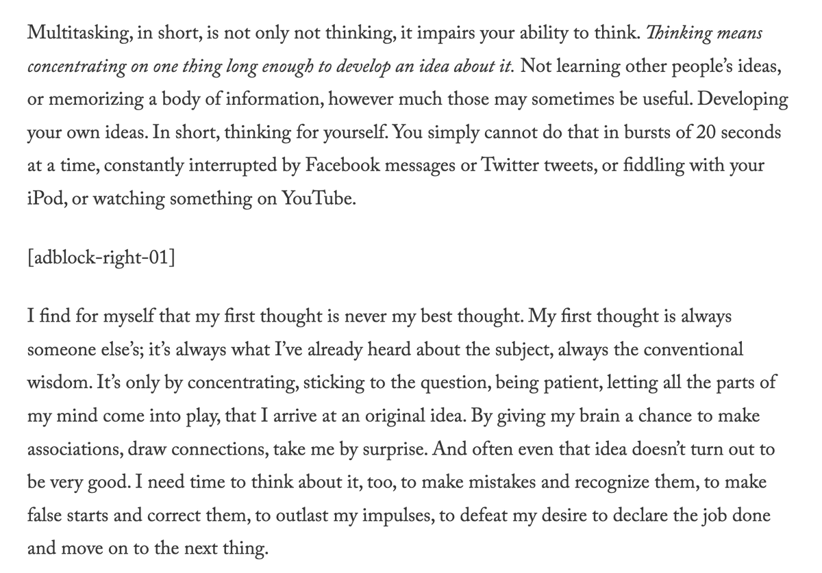 bg_learning's tweet photo. @baibhavbista For some reason got reminded of this essay...
https://t.co/FBUfIGdd2D
 
I am also afflicted by the lure of consuming information all the time rather than slowing or even pausing to think for myself on all or even some of it... https://t.co/56CBbPAceN