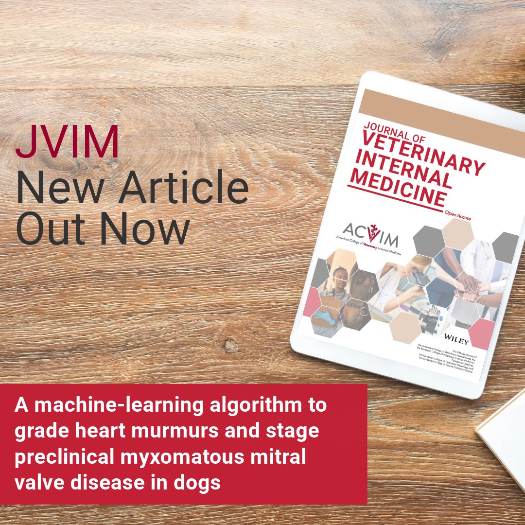 NEW RESEARCH: A study led by the <a href="/CamVetSchool/">Cambridge Vet School</a>  has shown that a machine-learning algorithm, adapted on data from murmurs in humans, can accurately detect and grade heart murmurs in dogs. 

Read the full study: buff.ly/3AtJ2pb

#JVIM