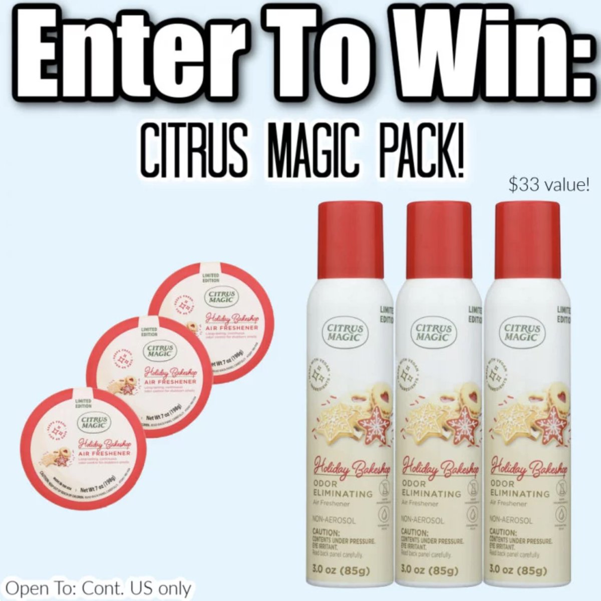 EmilyReviewsCom's tweet photo. We are sharing a #CitrusMagic giveaway today! Go get. your name in for this fun holiday prize pack! #giveaway #sweeps #sweepstakes https://t.co/A9akAFORZk https://t.co/VCoqvKDFte