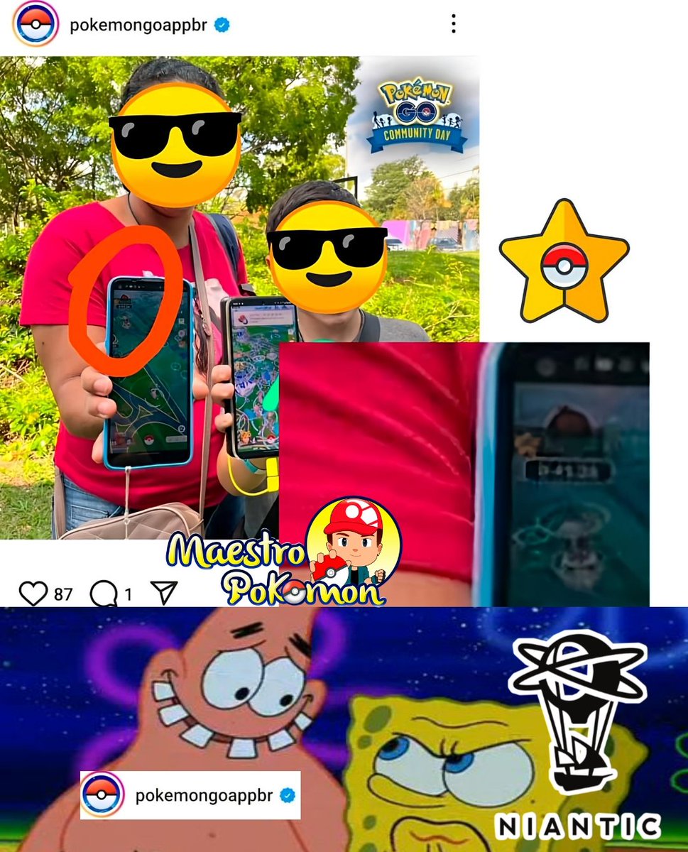 En el  Instagram de Pokémon GO Brasil publicó unas imágenes del Día de la comunidad, el cual fue eliminado, en dicha imagen se observa un icono de una estrella 😏 pgsharp la Aplicación que usan los flys 😅