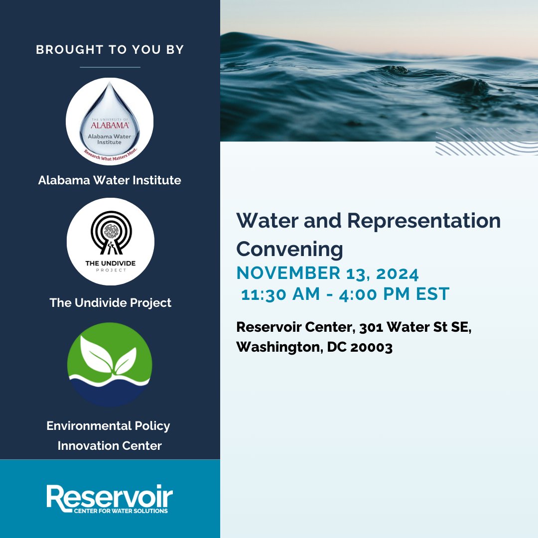 Reservoir Center for Water Solutions (@reservoircenter) on Twitter photo Tomorrow, join us for 'Water and Community Representation' - a powerful dialogue on water issues! 💧 From water security to environmental justice, discover how storytelling can drive actionable change.
Register now: reservoircenter.org/event/water-an… Tomorrow, join us for 'Water and Community Representation' - a powerful dialogue on water issues! 💧 From water security to environmental justice, discover how storytelling can drive actionable change.
Register now: reservoircenter.org/event/water-an…