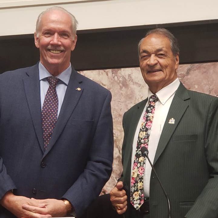 Our sincere condolences to former Premier John Horgan's family. I will always cherish this photo taken during MLA Ravi Parmar's Oath Ceremony in June of 2023. Honourable describes John perfectly. Rest in Peace dear friend...