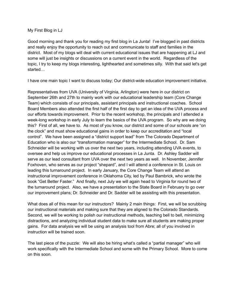Please take a moment to explore Superintendent Dr. Reece Blincoe's thoughts in his first blog post as part of East Otero School District.