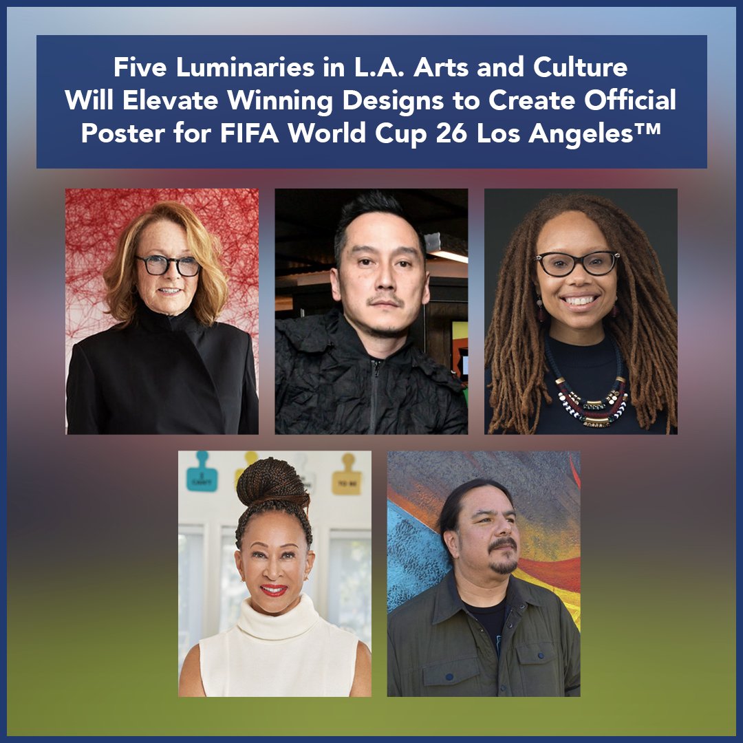 Five of L.A. County’s most esteemed experts in public art and cultural exhibitions will select four finalists in the contest to design the official poster for FIFA World Cup 26 Los Angeles™: bit.ly/3AHTh9l. #LAWCPosterContest