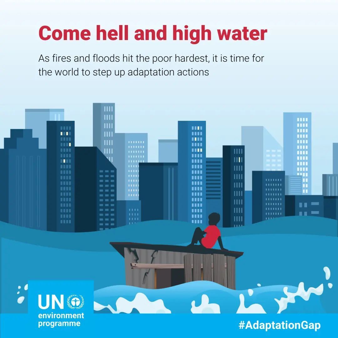 UNGeneva's tweet photo. As climate impacts intensify, scaling up adaptation is critical. ⏳ 🌍🌡️

Progress is lagging, widening the gap between what's needed and what's achieved. 

Explore the #AdaptationGap with insights: https://t.co/Kegw4h5MIZ
@UNEP https://t.co/CmRnOh6EMl