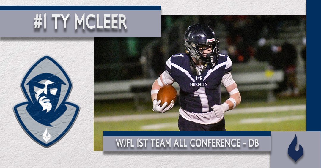 HermitsFootball's tweet image. Congratulations to Ty McLeer for being recognized as a First Team All Conference DB!

#HermitPride 🔝