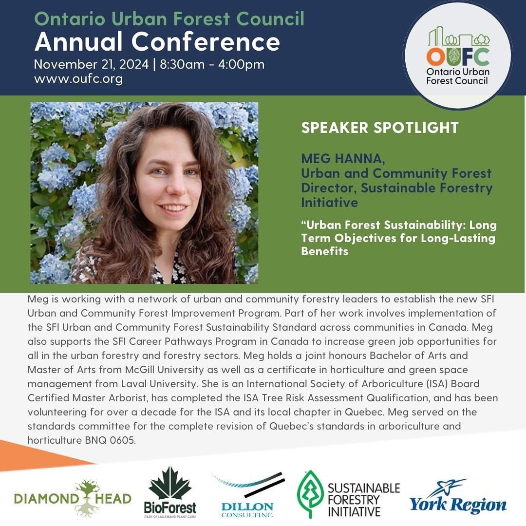 Ontario Urban Forest Council (@oufc_canada) on Twitter photo 📣 SPEAKER SPOTLIGHT 📣 Introducing Meg Hanna from <a href="/sfiprogram/">Sustainable Forestry Initiative</a> , speaking on Urban Forest Sustainability at our conference. Register oufc.org/index.php/etn/…! #OUFC #urbanforests #forestry 📣 SPEAKER SPOTLIGHT 📣 Introducing Meg Hanna from <a href="/sfiprogram/">Sustainable Forestry Initiative</a> , speaking on Urban Forest Sustainability at our conference. Register oufc.org/index.php/etn/…! #OUFC #urbanforests #forestry